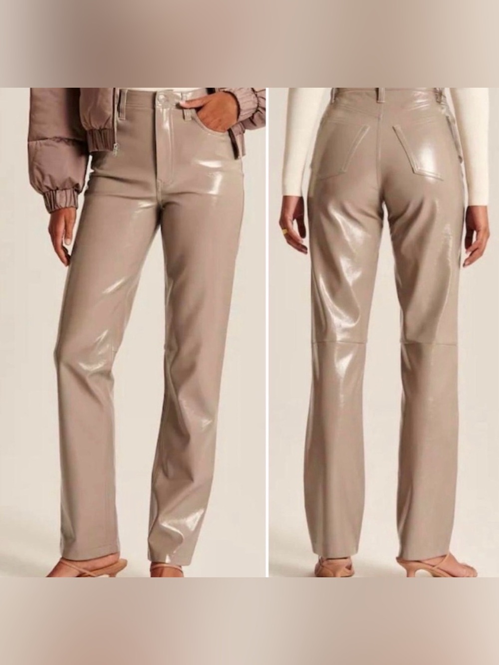 NWT Abercrombie & Fitch Vegan Leather 90s Straight Pant Women’s Plus Size 24 L